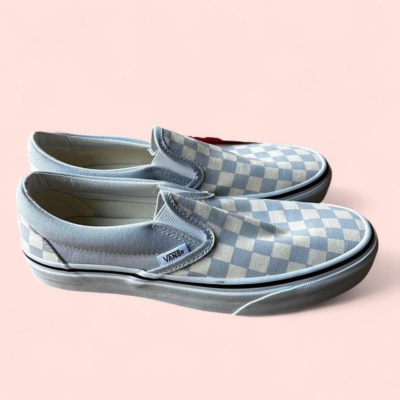Blue and white checkered Vans slip ons - Picture 5 of 6